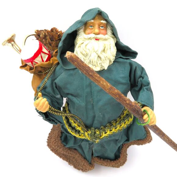 Old World Santa Figurine Stiffened Cloth Fabric Mache Style 7” Father Christmas - Picture 3 of 12